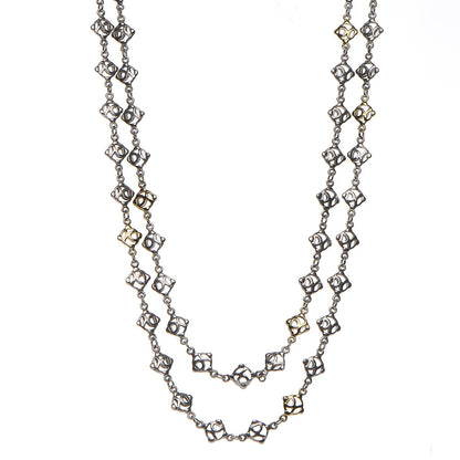 David Yurman Sterling Silver 18K Yellow Gold Logo Chain Necklace 1 of 5