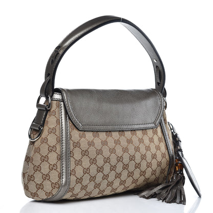 Gucci Monogram Medium Techno Horsebit Shoulder Flap Bag Pewter 3 of 8
