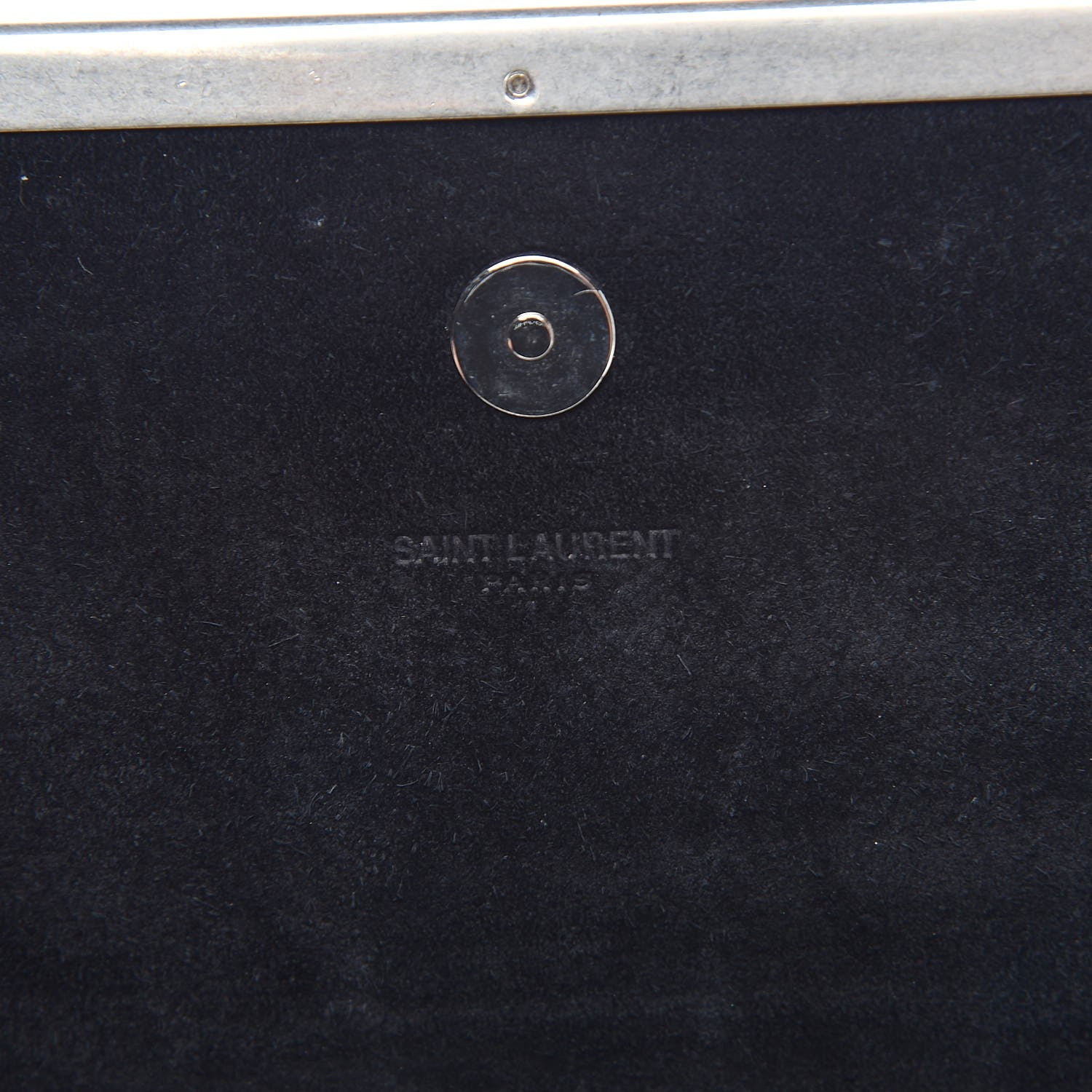 Saint Laurent Metallic Calfskin Lizard Printed Lutetia Flap Clutch Silver 6 of 9