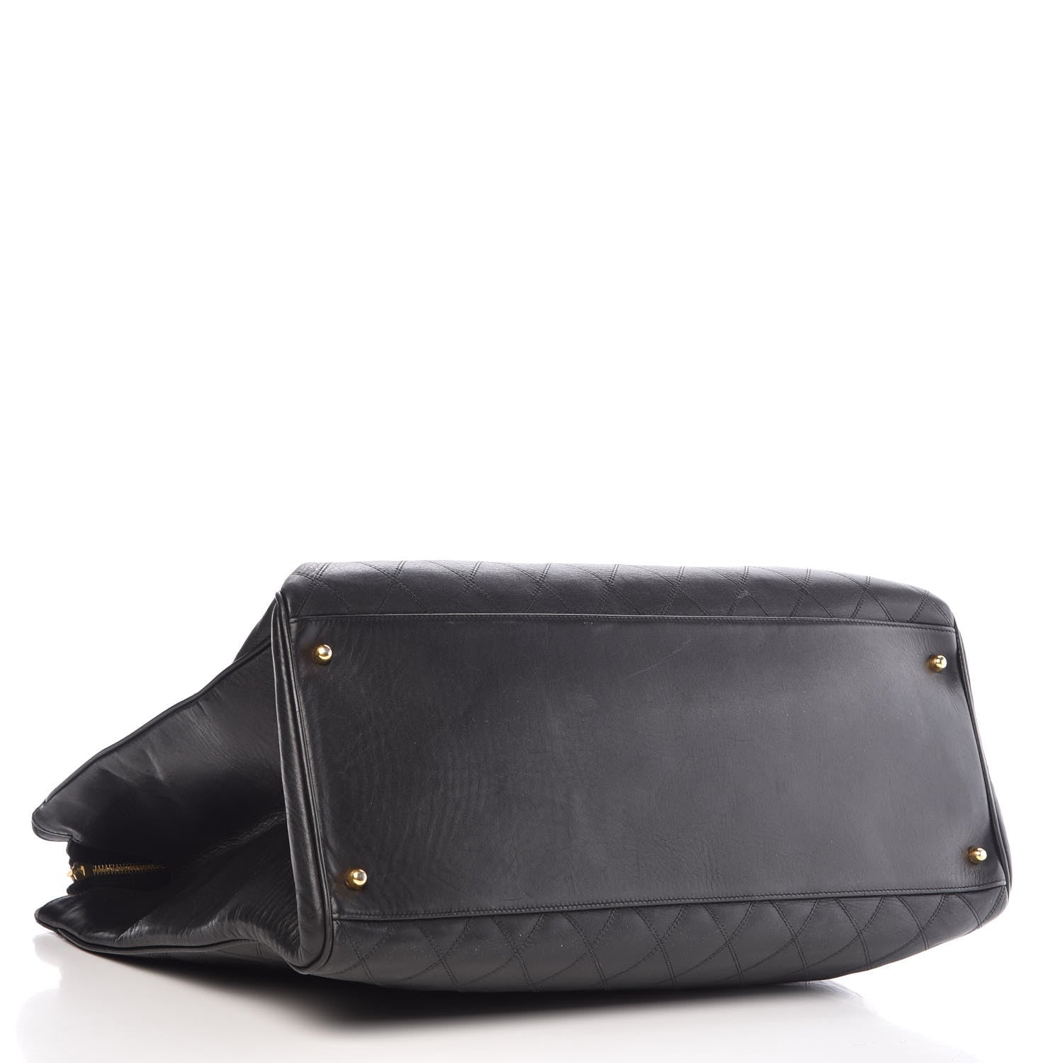 Chanel Calfskin Stitched XL Weekender Black 4 of 20