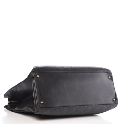 Chanel Calfskin Stitched XL Weekender Black 4 of 20