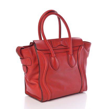 Celine Drummed Calfskin Micro Luggage Coquelicot 3 of 10