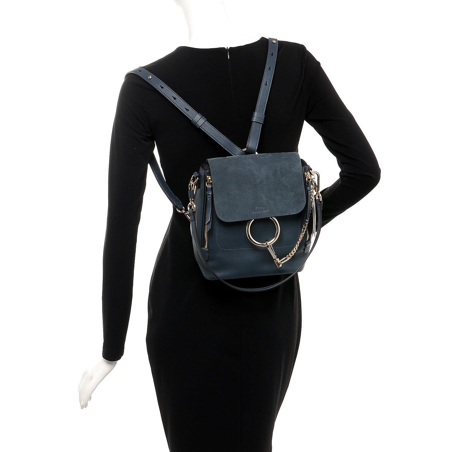 Chloe Suede Calfskin Small Faye Backpack Silver Blue 2 of 7