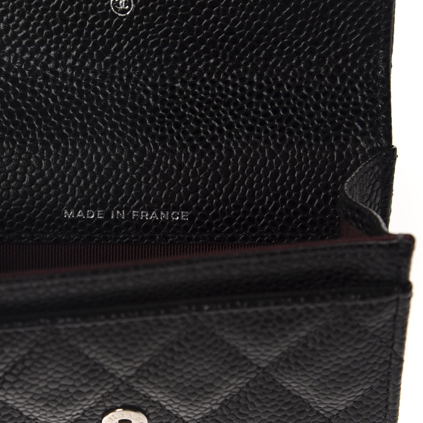 Caviar Quilted Flap Card Holder Wallet Black