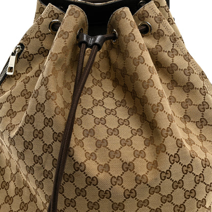 Gucci Monogram Dollar Calfskin O Drawstring Backpack Beige Ebony Testa di Moro Dark Chocolate 8 of 10
