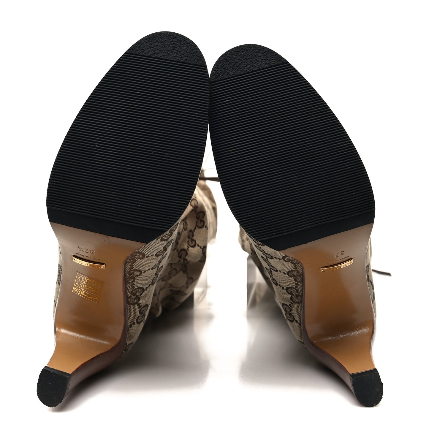 Monogram Over the Knee Boots 37.5 Beige Ebony
