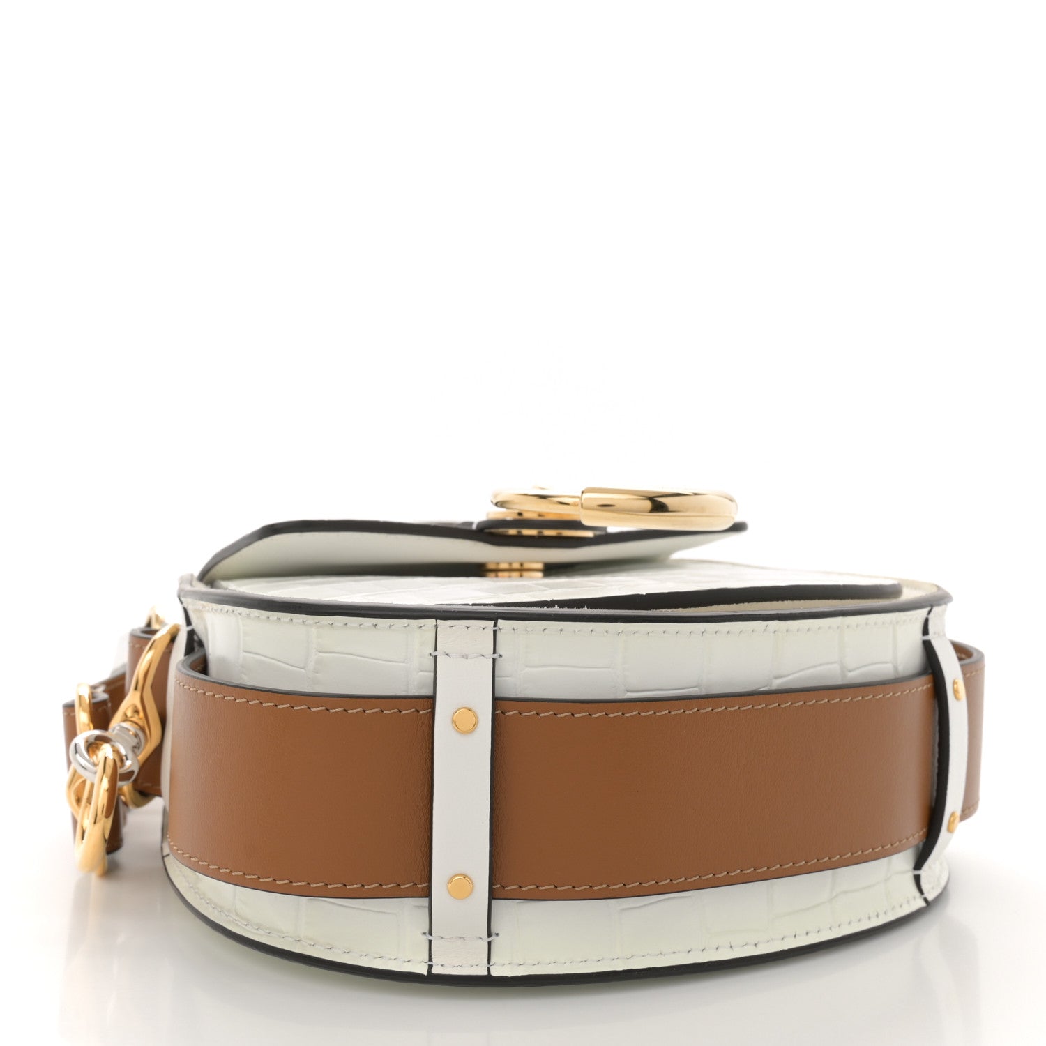 Chloe Calfskin Crocodile Embossed Small Tess Bag Brilliant White 4 of 12