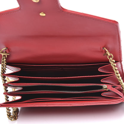 Gucci Calfskin Matelasse GG Marmont Chain Wallet Hibiscus Red 4 of 9