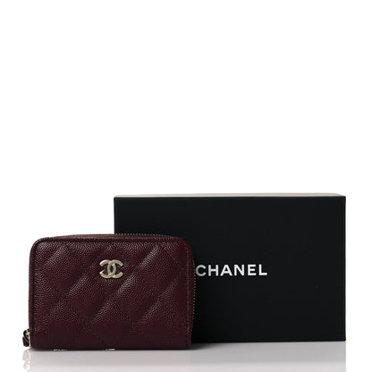 Chanel Caviar Quilted Zip Around Coin Purse Burgundy 10 of 10