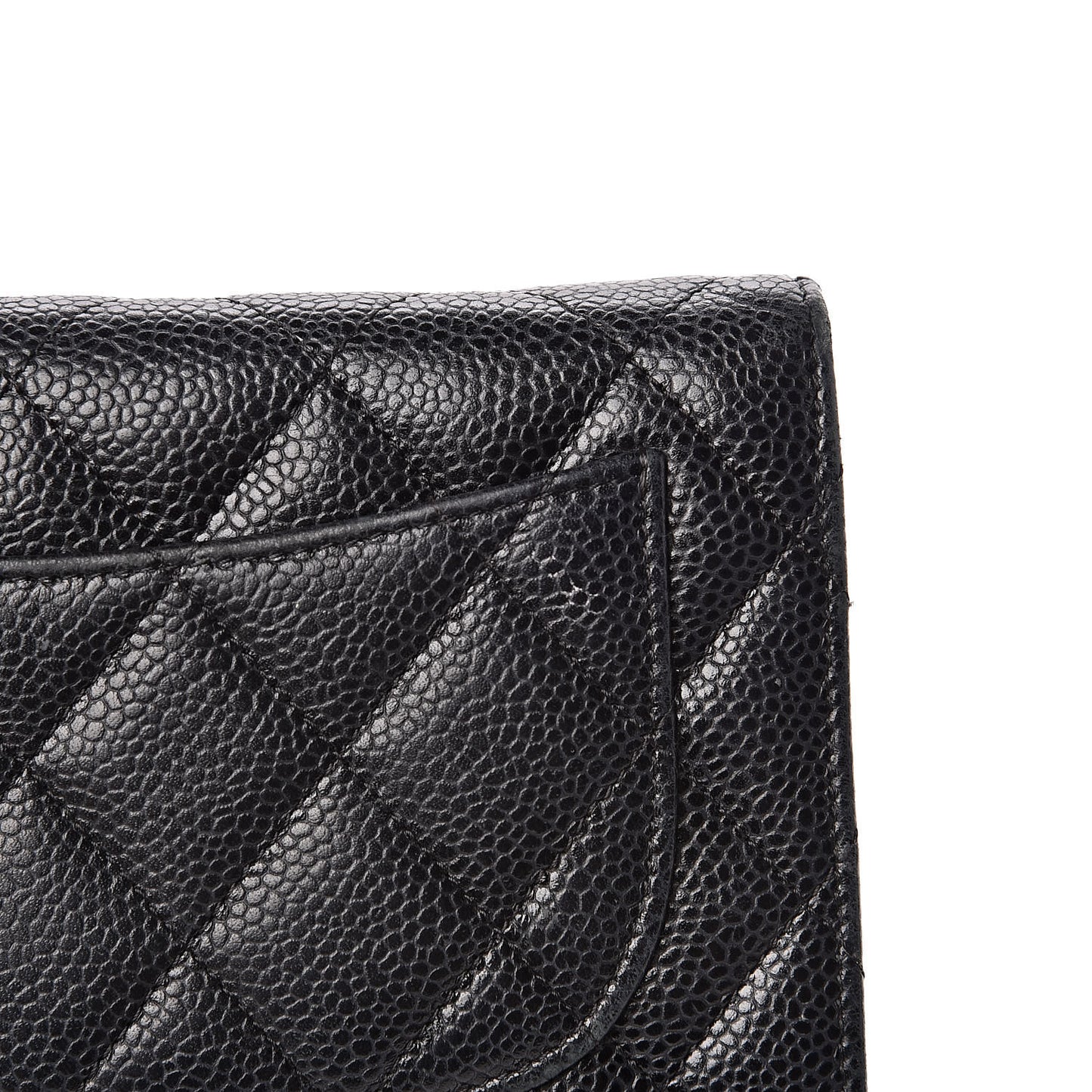Caviar Quilted Large Flap Wallet Black