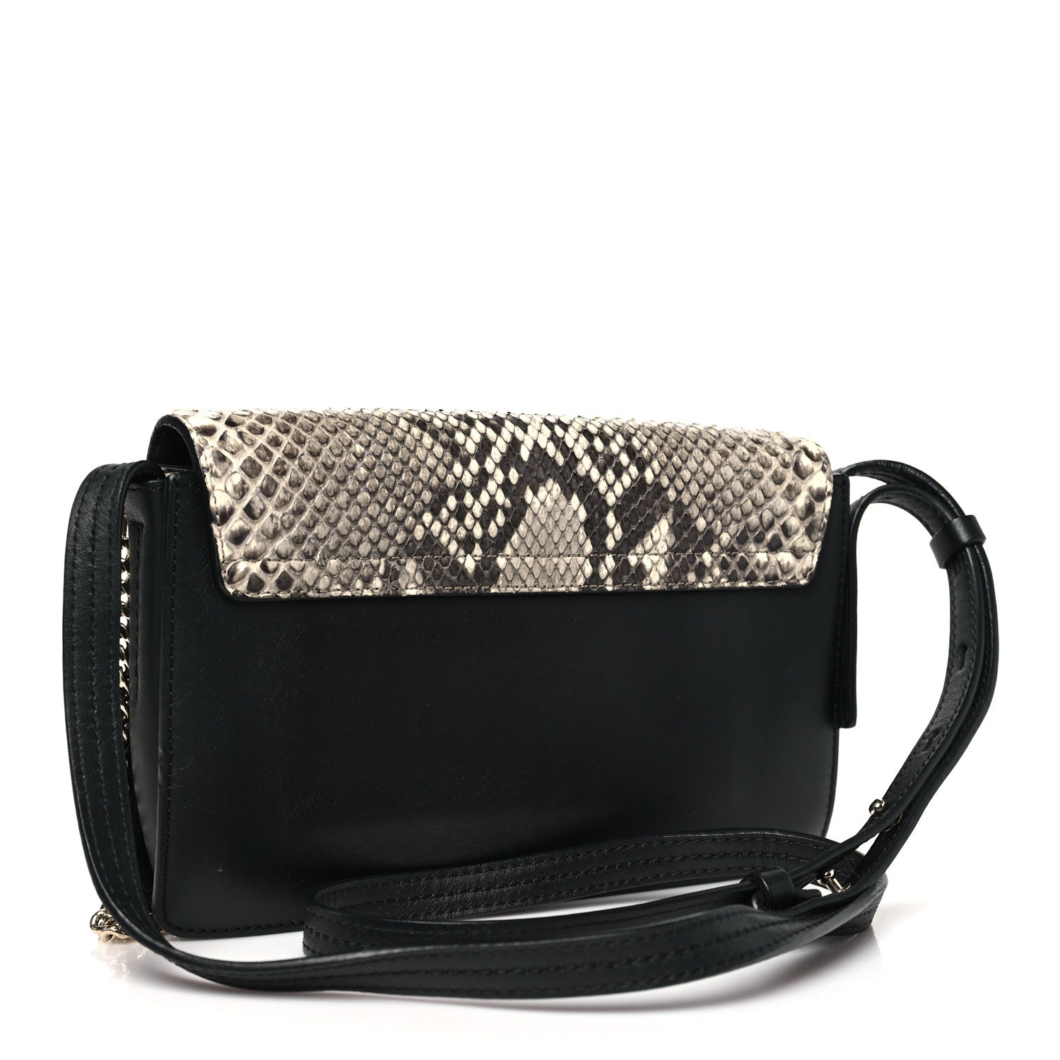 Chloe Snakeskin Calfskin Small Faye Shoulder Bag Natural Black 2 of 11