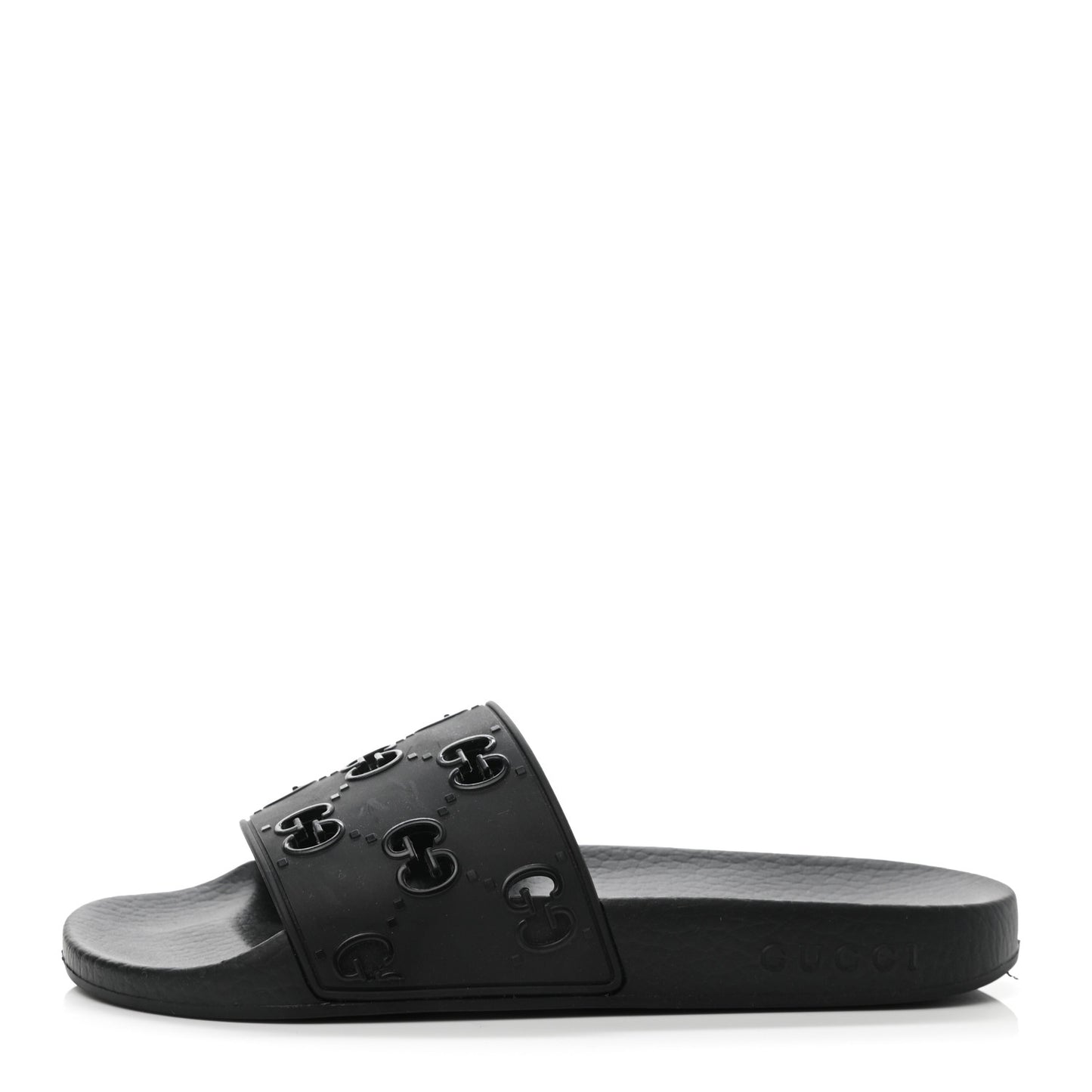 Rubber GG Monogram Perforated Womens Slide Sandals 37 Black