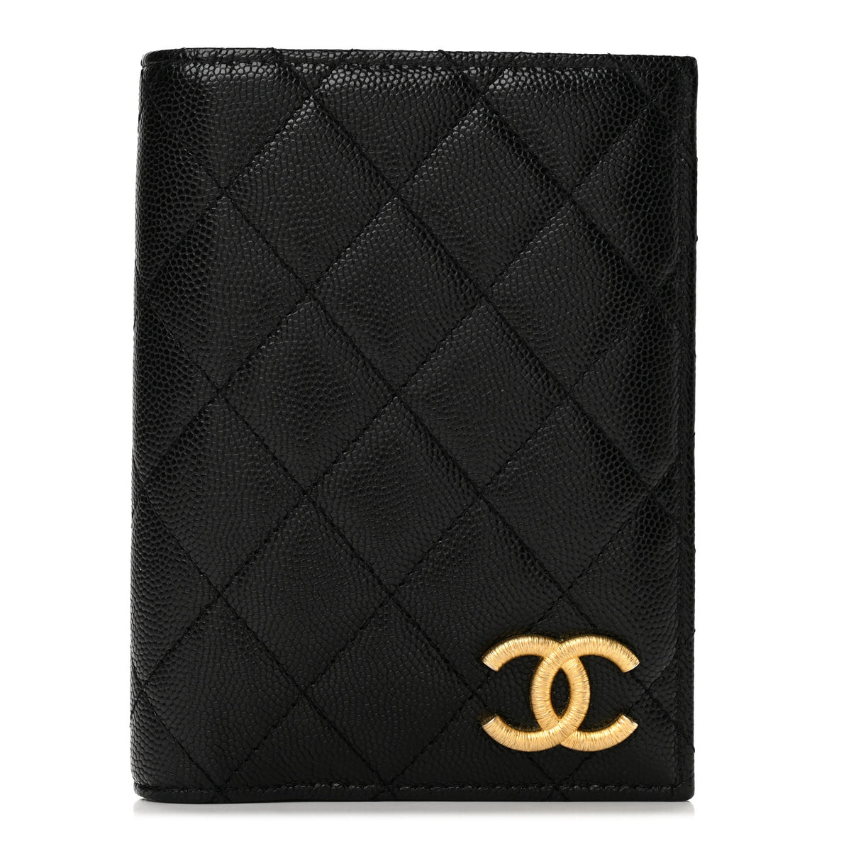 Caviar Quilted CC Passport Holder Black