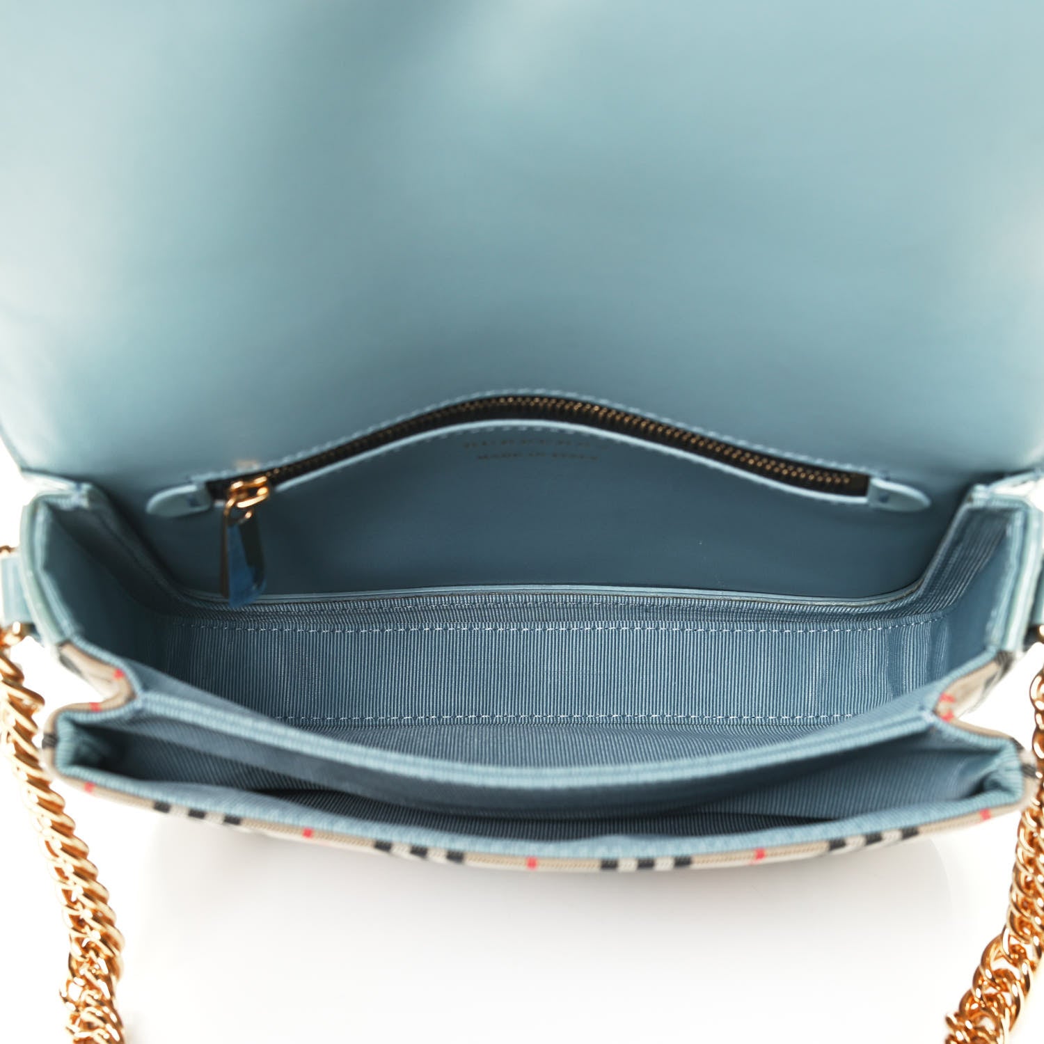 Burberry Patent 1983 Knight Check Link Shoulder Bag Blue Sage 4 of 4