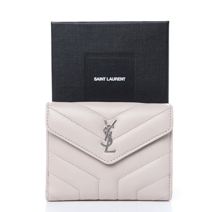 Saint Laurent Lambskin Y Quilted Monogram Compact Loulou Wallet Nude Powder 11 of 11