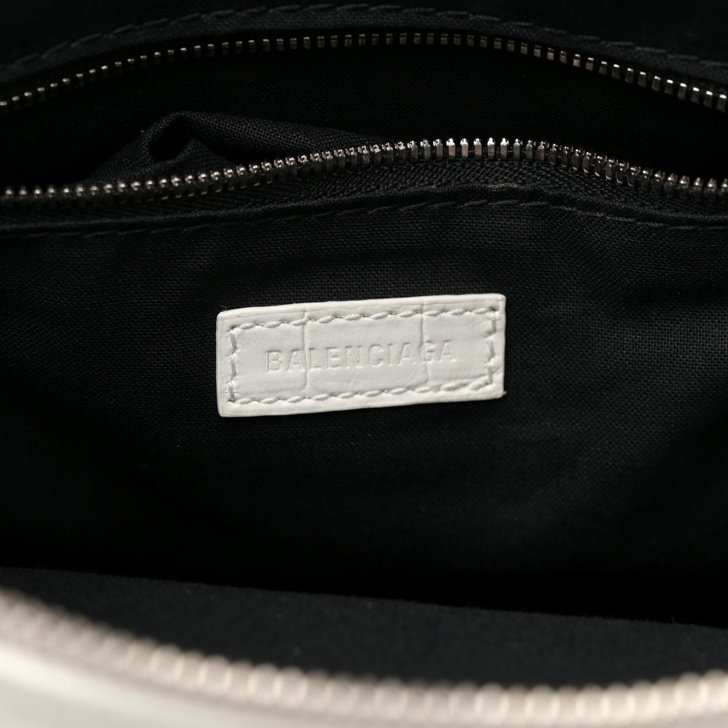 Extra Supple Calfskin Crocodile Embossed Neo Classic Hardware Hobo XS White