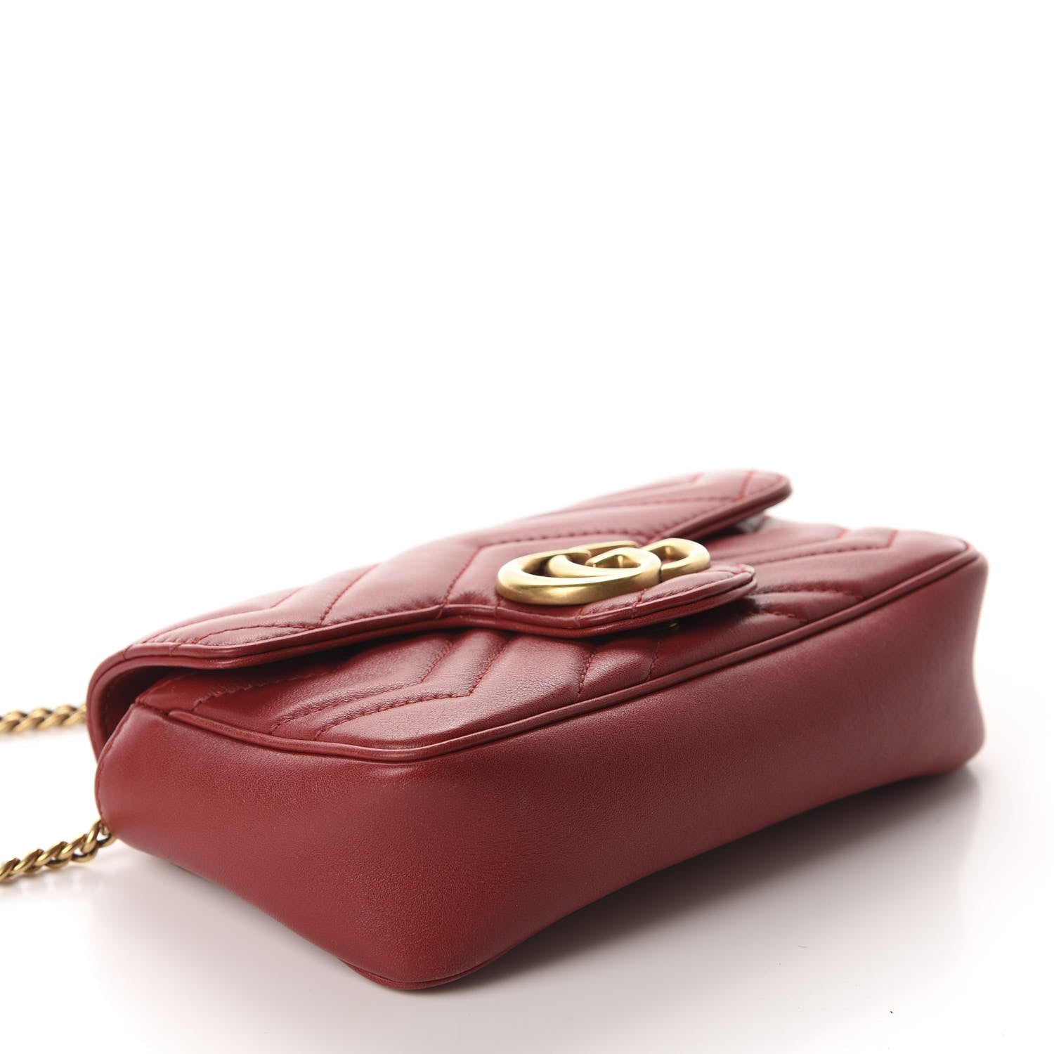 Gucci Calfskin Matelasse Super Mini GG Marmont Shoulder Bag Hibiscus Red 3 of 11