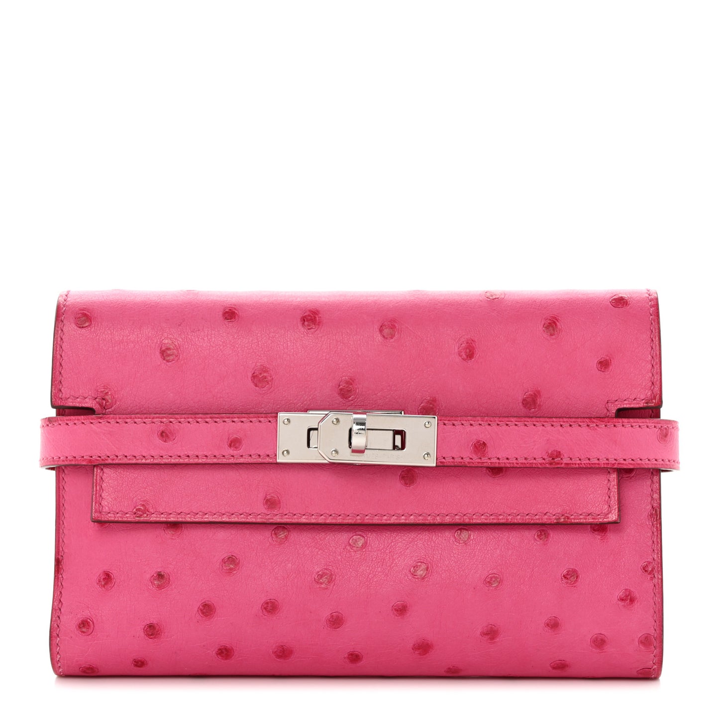 Ostrich Kelly Medium Wallet Rose Tyrien
