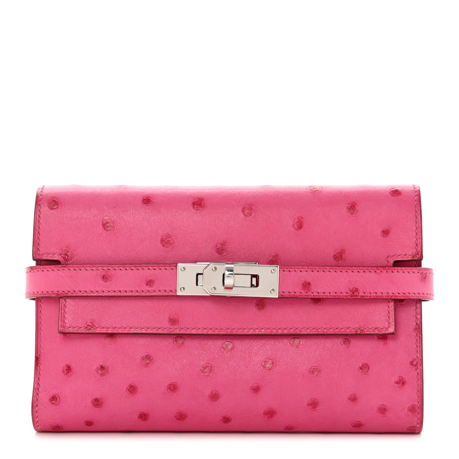 Hermes Ostrich Kelly Medium Wallet Rose Tyrien 1 of 12
