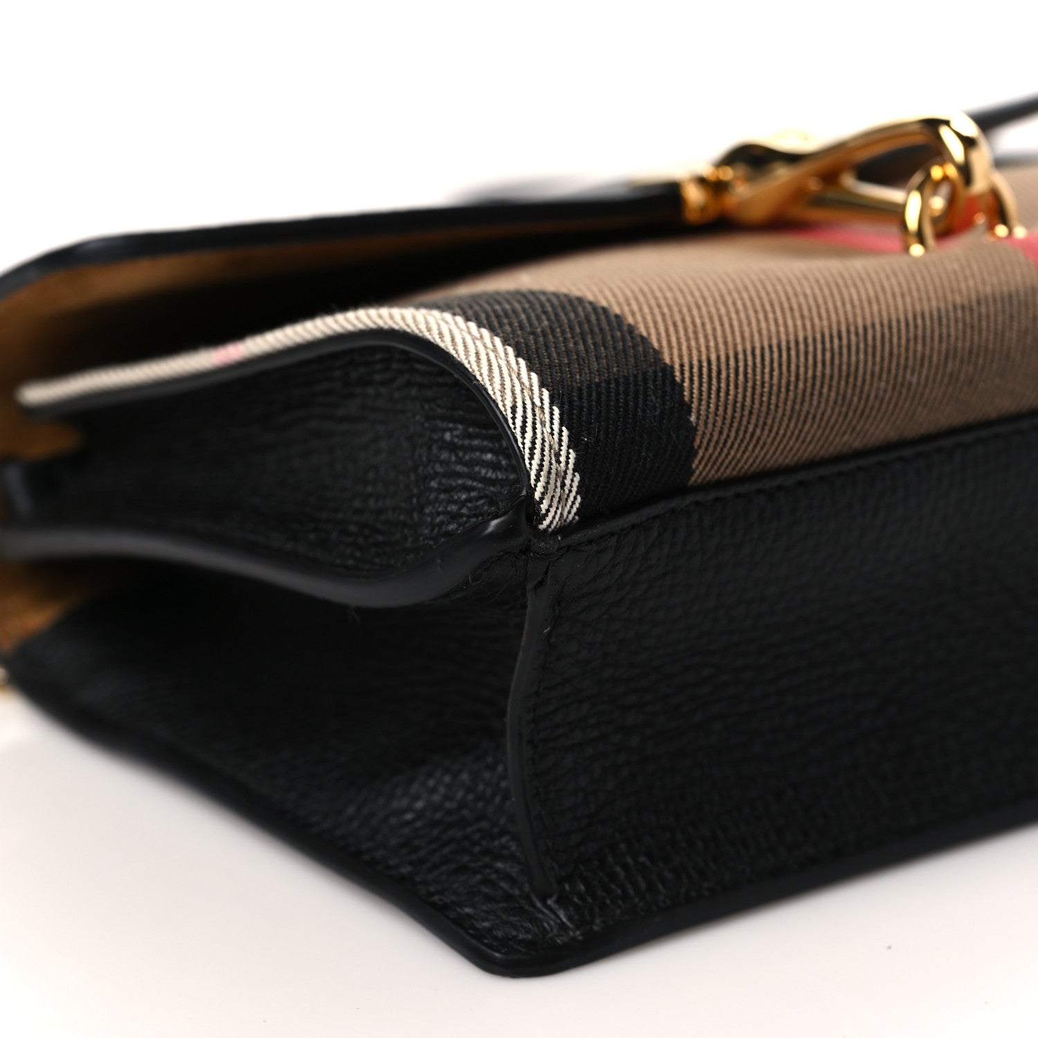Burberry Derby Calfskin House Check Baby Macken Crossbody Bag Black 7 of 8