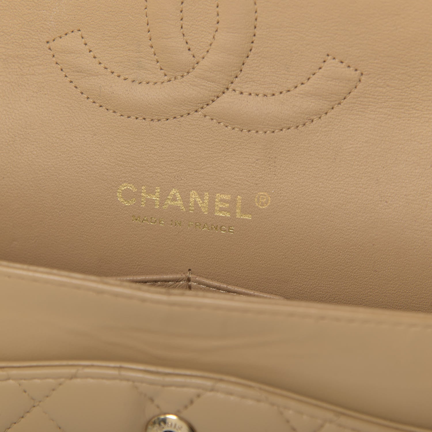 Chanel Lambskin Quilted Medium Double Flap Beige 11 of 12