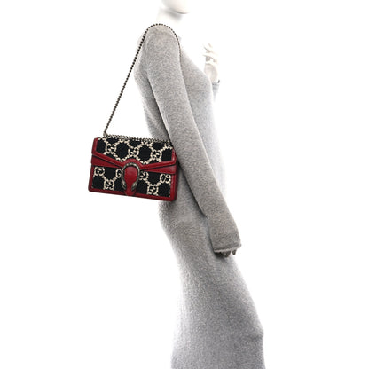 Gucci Tweed GG Monogram Small Dionysus Shoulder Bag Black White Romantic Cherry 2 of 13