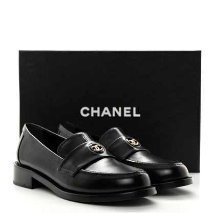 Chanel Calfskin CC Mocassins 38 Black 9 of 9