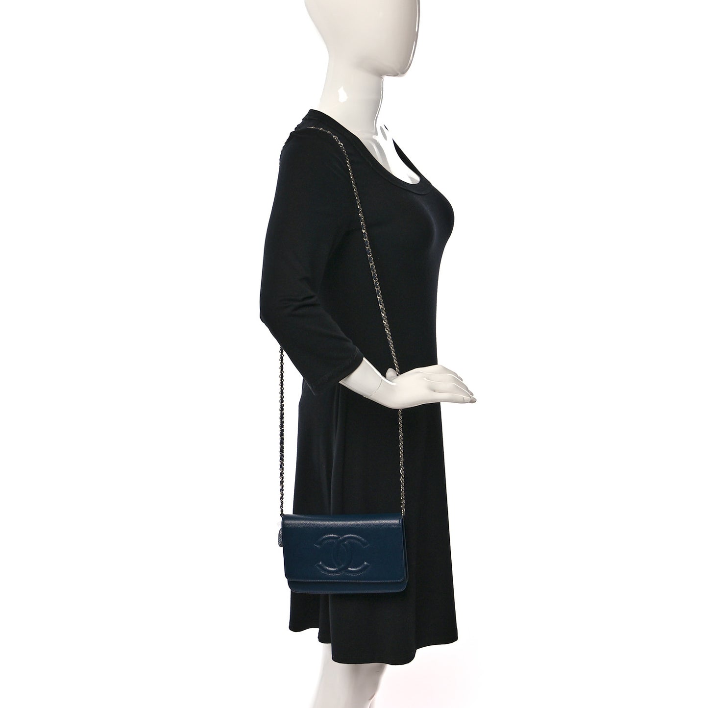 Caviar Timeless CC Wallet on Chain WOC Navy Blue