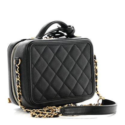 Chanel Caviar Quilted Small CC Filigree Vanity Case Black 3 of 18
