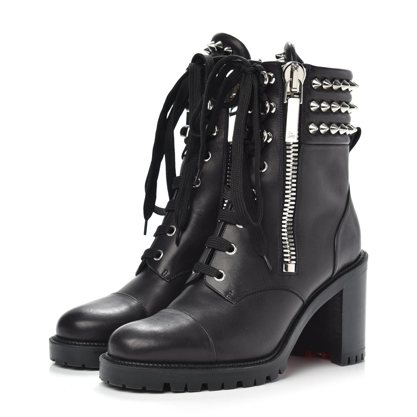 Calfskin Winter Spikes 70 Combat Boots 38 Black