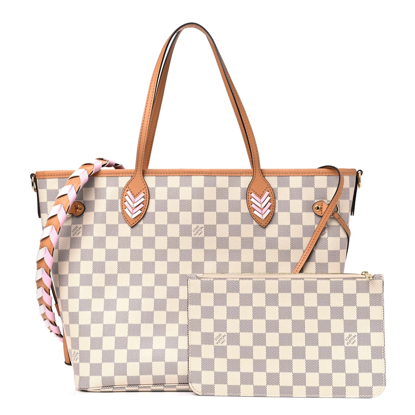 Damier Azur Braided Neverfull MM Pink
