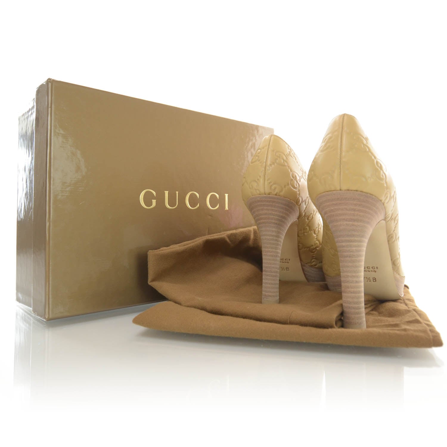 Gucci Leather Hollywood Peep Toe Pumps 7.5 Nude 3 of 6