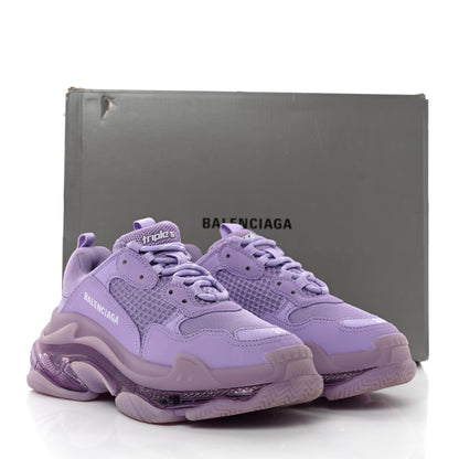 Balenciaga Fabric Mesh Clear Sole Womens Triple S Sneakers 38 Light Lilac White 9 of 9