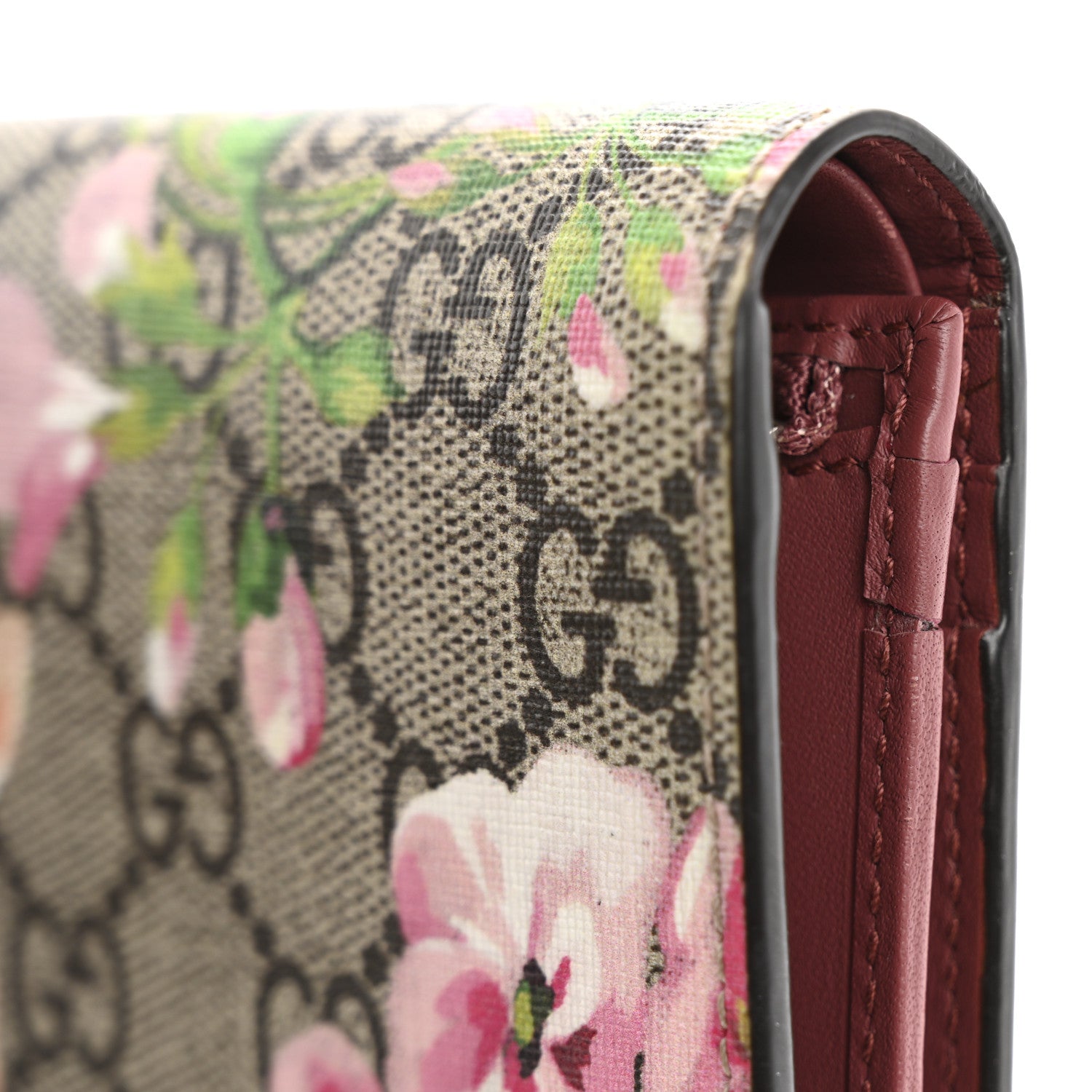 Gucci GG Supreme Monogram Blooms Card Case Wallet Beige Multicolor Dry Rose 10 of 13