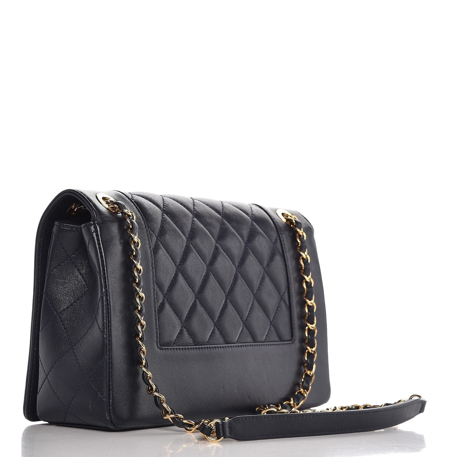 Chanel Sheepskin Quilted Vintage Mademoiselle Flap Navy 4 of 11