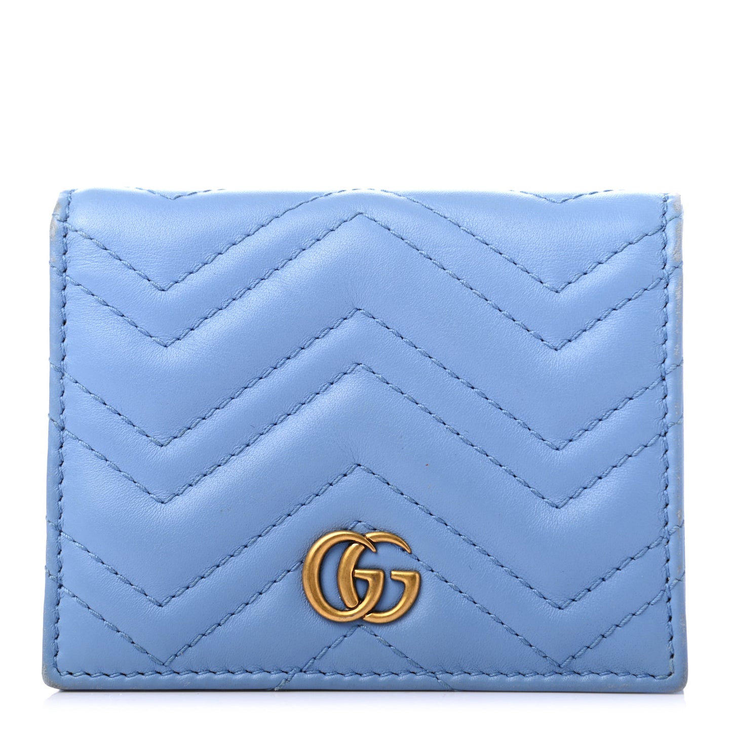 Calfskin Matelasse GG Marmont Card Case Clear Sky Blue