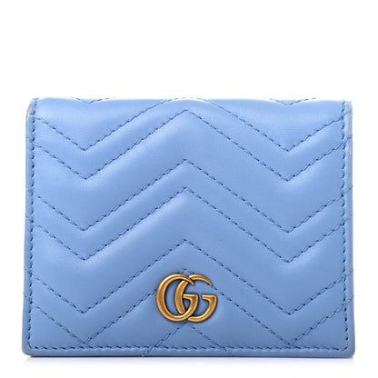 Gucci Calfskin Matelasse GG Marmont Card Case Clear Sky Blue 1 of 11