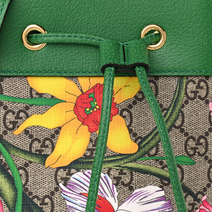 Gucci GG Supreme Monogram Flora Small Ophidia Bucket Bag Beige Multicolor Green 8 of 10