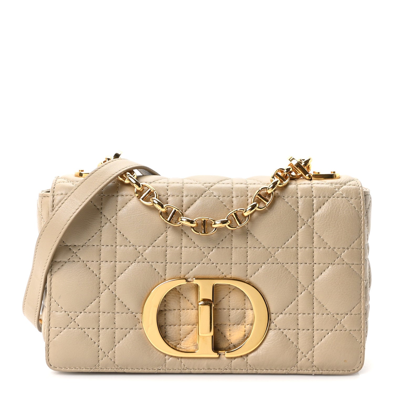Christian Dior Calfskin Cannage Small Caro Bag Beige 1 of 10