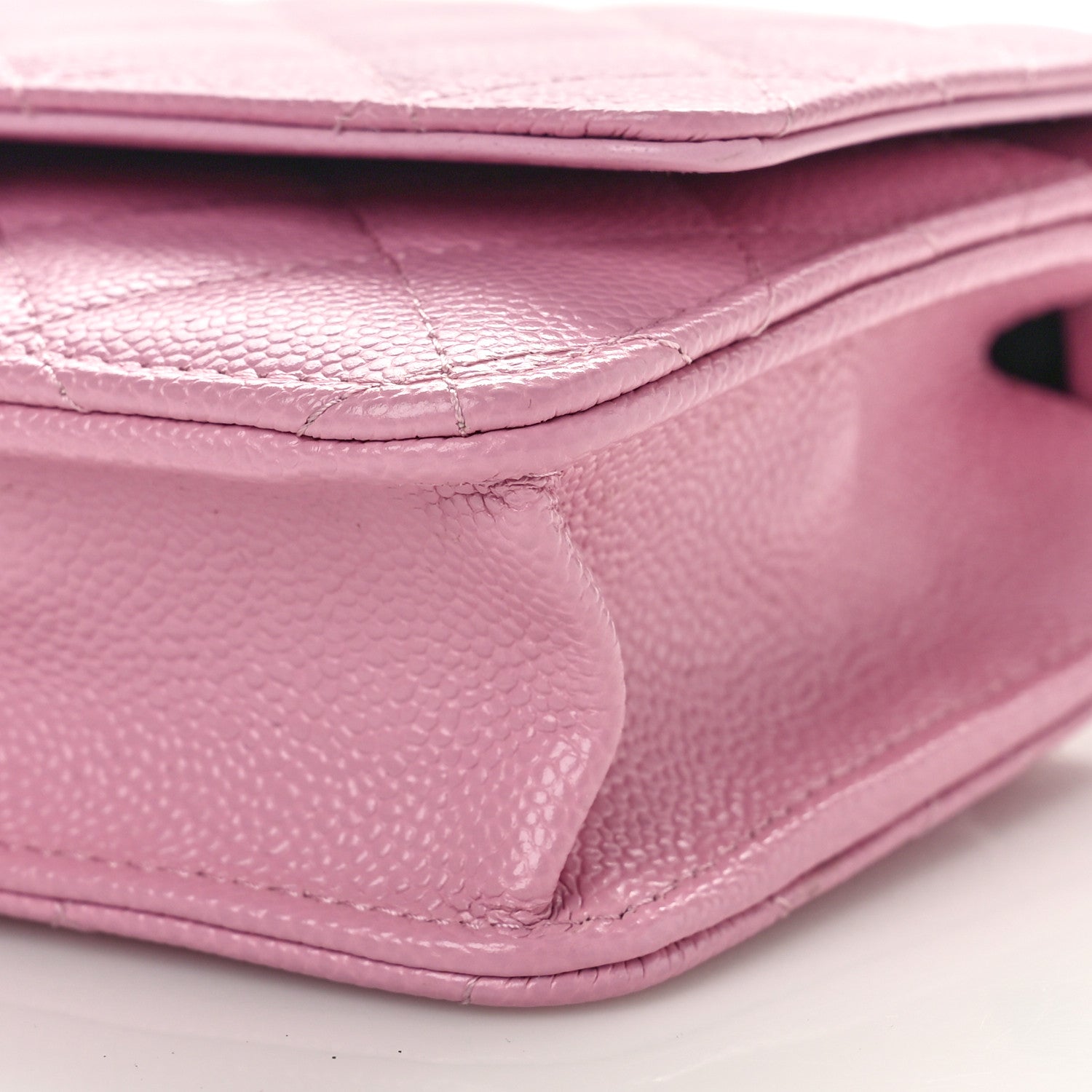 Chanel Shiny Caviar Quilted Pick Me Up Wallet On Chain WOC Pink 10 of 10