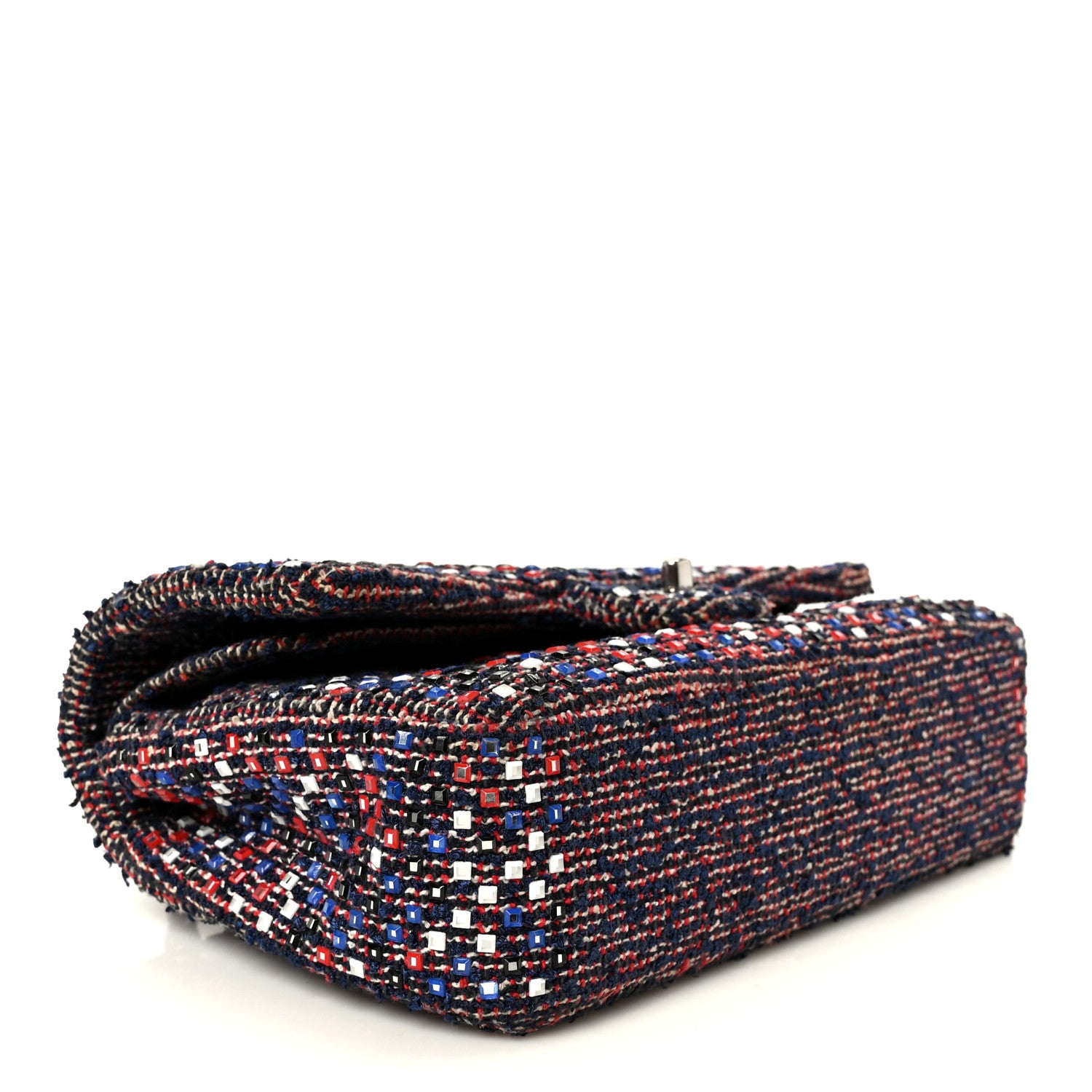 Chanel Sequin Tweed Medium Double Flap Red White Blue 4 of 11