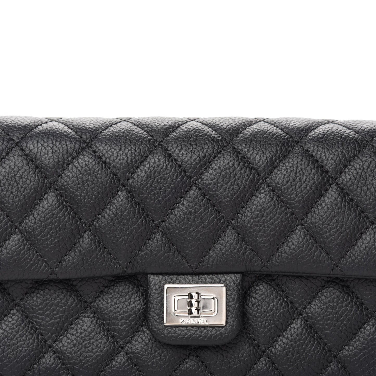 Grained Calfskin Quilted 2.55 Reissue Flap Belt Bag Clutch Black