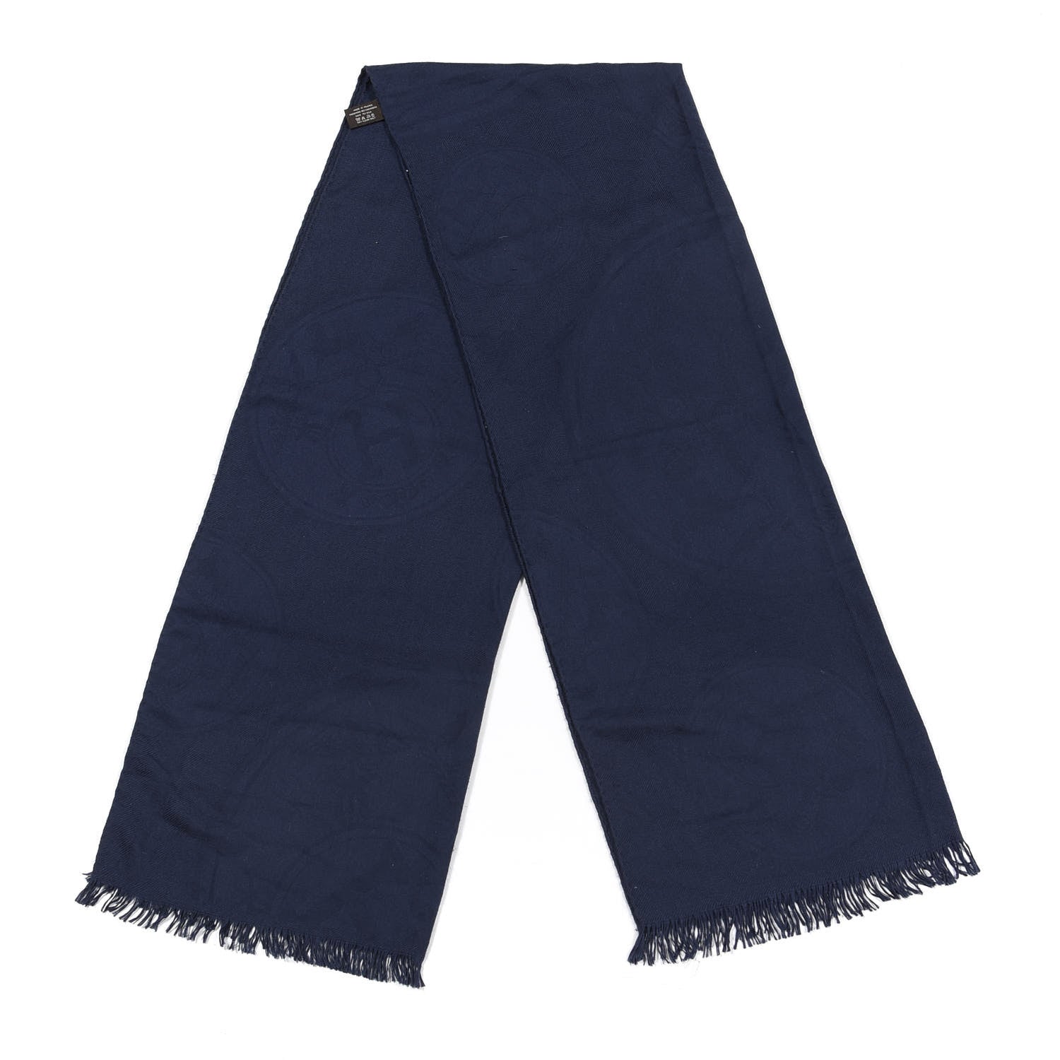 Hermes Cashmere Silk New Libris Stole Bleu Noir 2 of 4