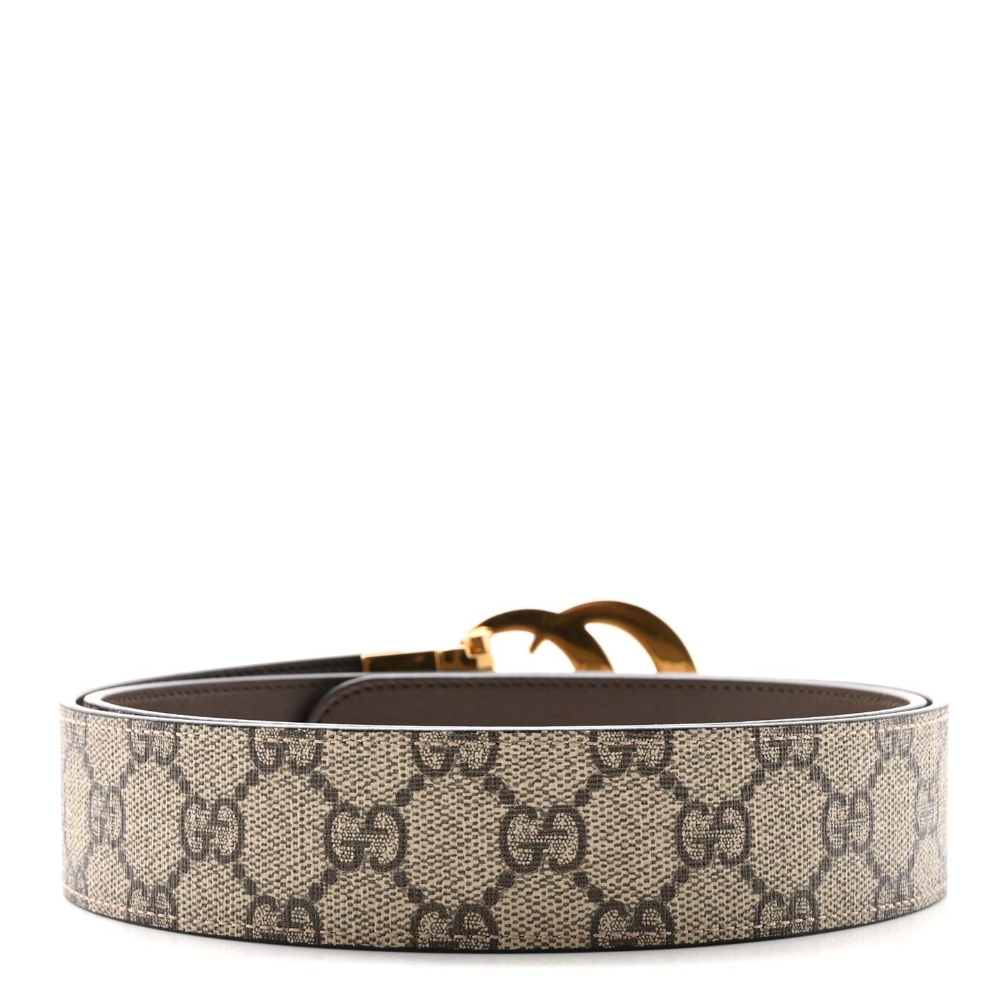 GG Supreme Monogram Plutone Calfskin Double G Reversible 30mm Belt 95 38 Beige Ebony New Acero