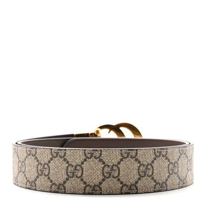 Gucci GG Supreme Monogram Plutone Calfskin Double G Reversible 30mm Belt 95 38 Beige Ebony New Acero 2 of 6