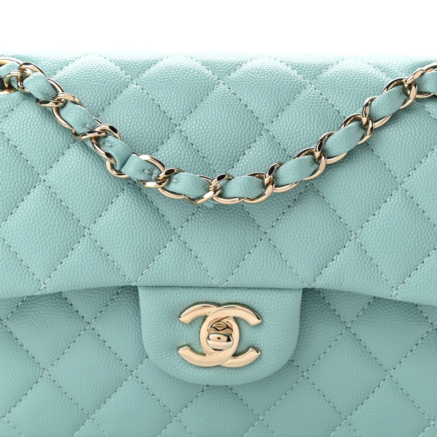 Chanel Caviar Quilted Small Double Flap Light Blue 7 of 10