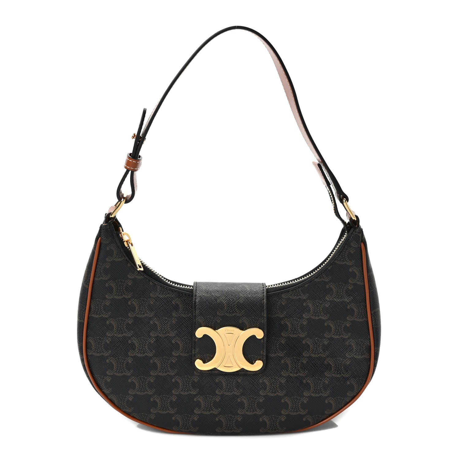 Celine Triomphe Canvas Calfskin Medium Strap Ava Triomphe Shoulder Bag Tan 1 of 8