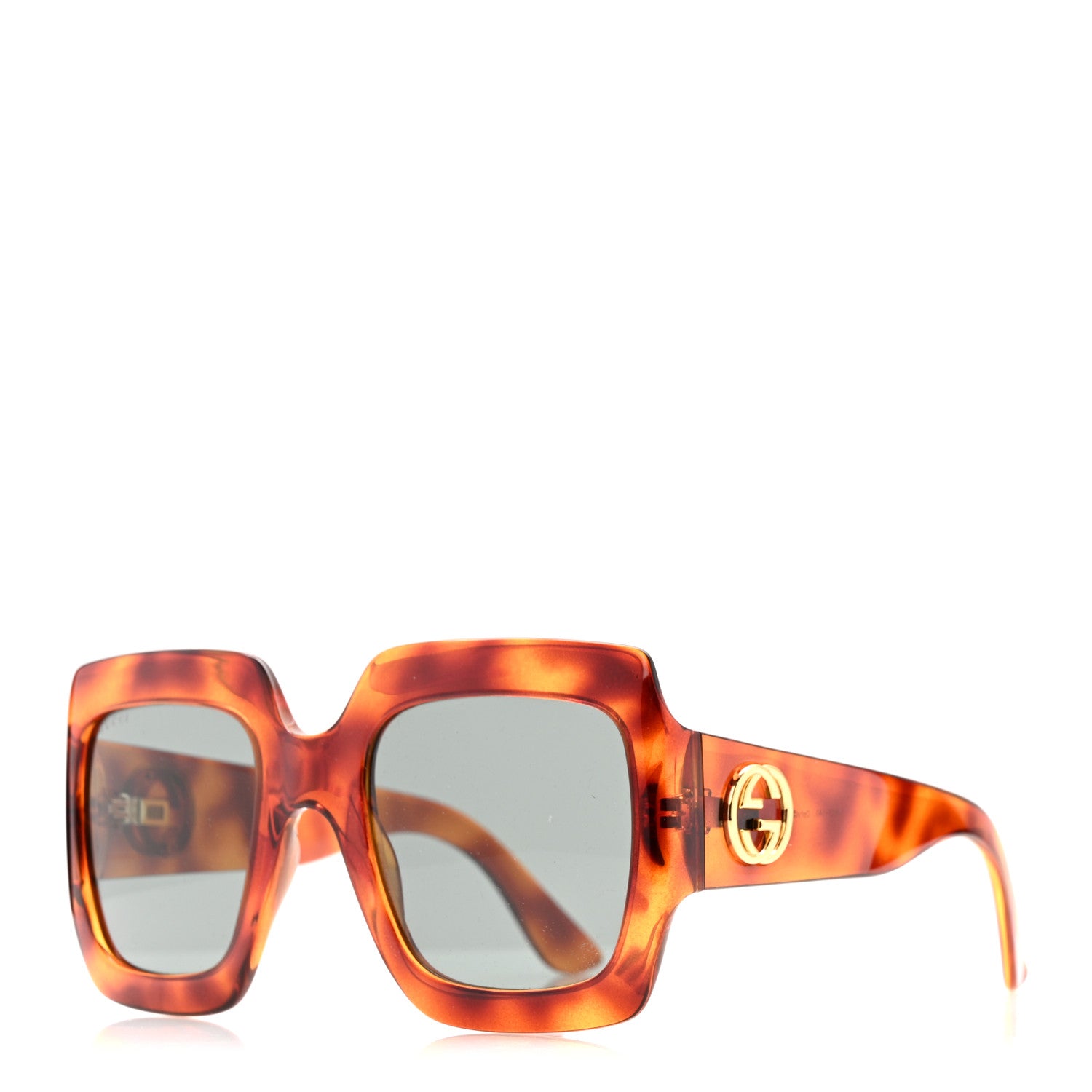 Gucci Acetate Square Frame Sunglasses GG 0053S Havana 1 of 8