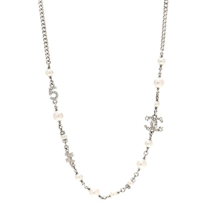 Chanel Crystal Pearl Star 5 CC Necklace Silver 1 of 6