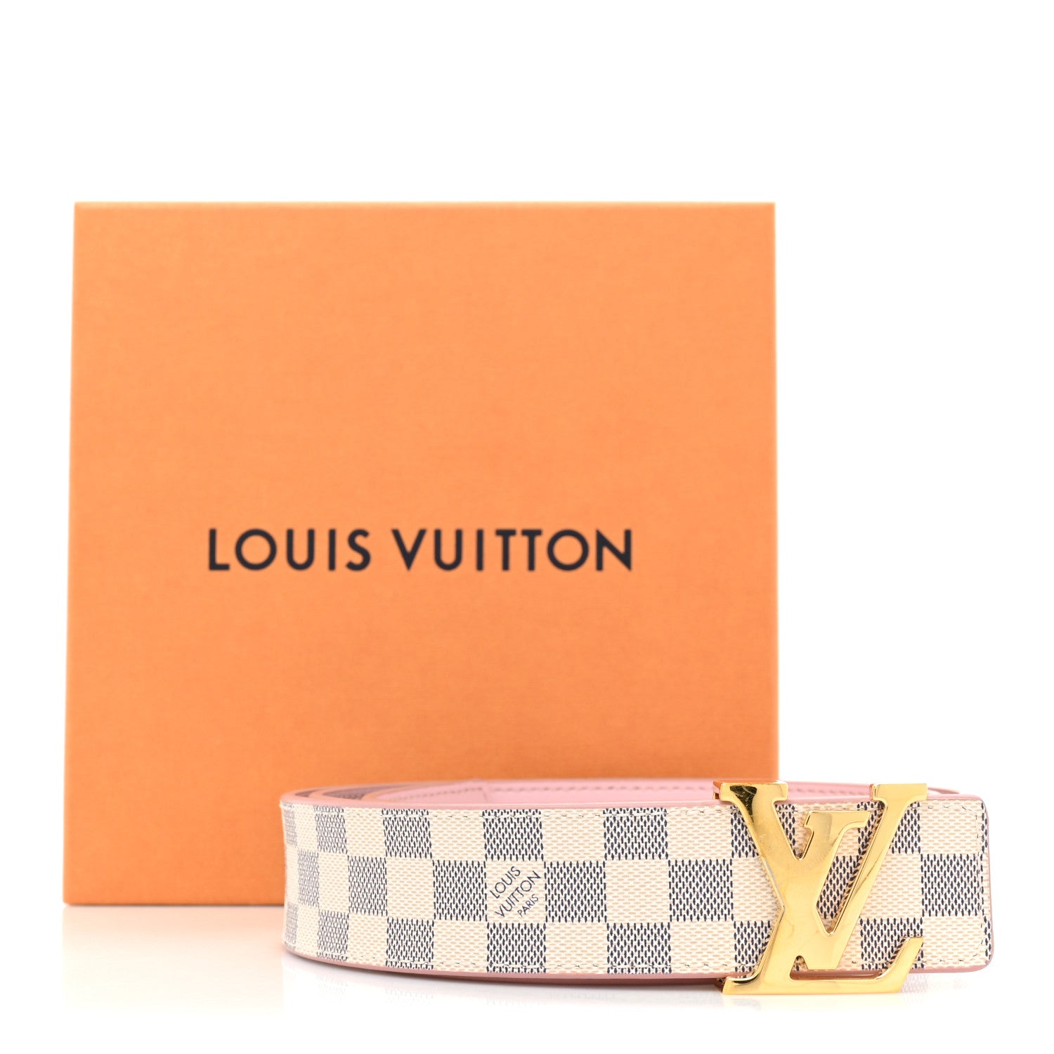 Louis Vuitton Damier Azur 30mm LV Initiales Reversible Belt 85 34 Pink 7 of 7